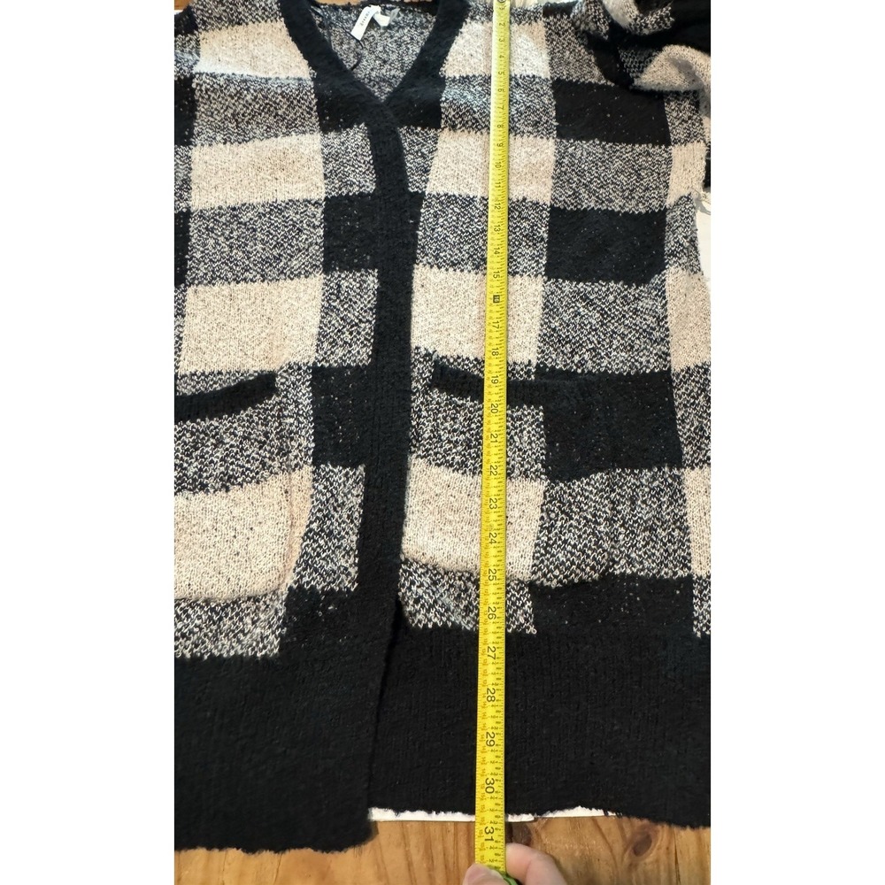 NWT Dreamers by Debut Buffalo Plaid Open Front Cardigan Sweater Black Cream 1XL - Picture 11 of 11